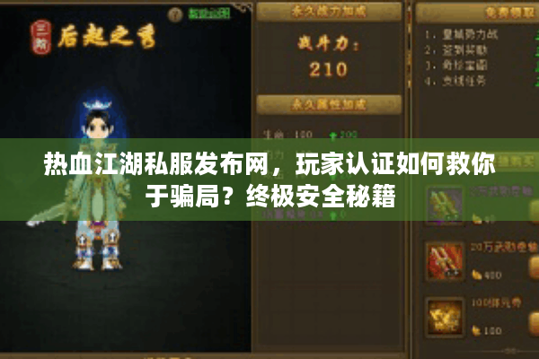 热血江湖私服发布网，玩家认证如何救你于骗局？终极安全秘籍