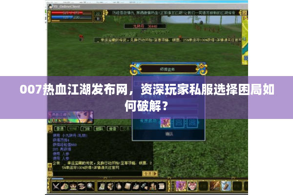 007热血江湖发布网，资深玩家私服选择困局如何破解？