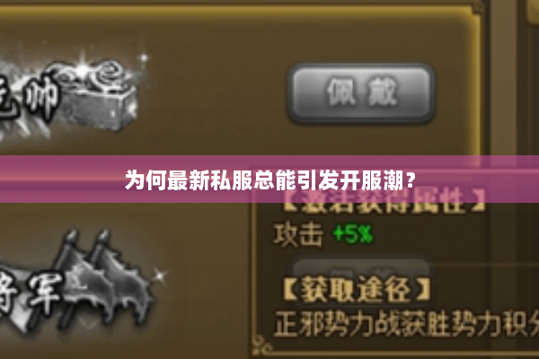 为何最新私服总能引发开服潮？