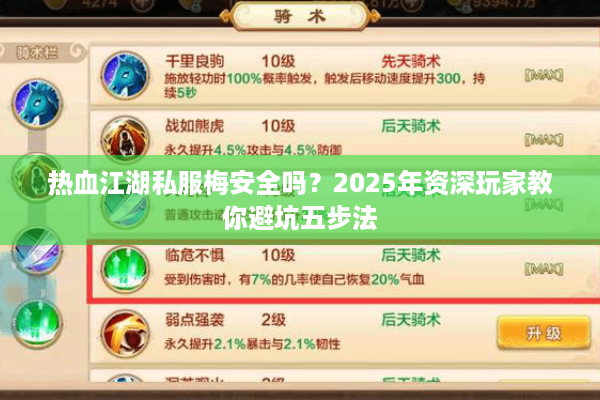 热血江湖私服梅安全吗？2025年资深玩家教你避坑五步法